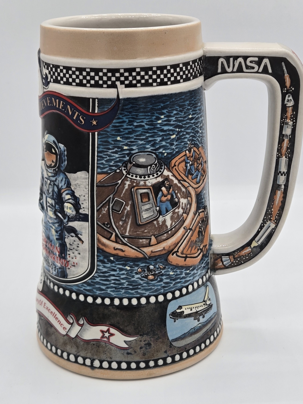 1990 NASA 1969 Miller High Life Beer "1st Man on The Moon" Apollo 11 Beer Stein